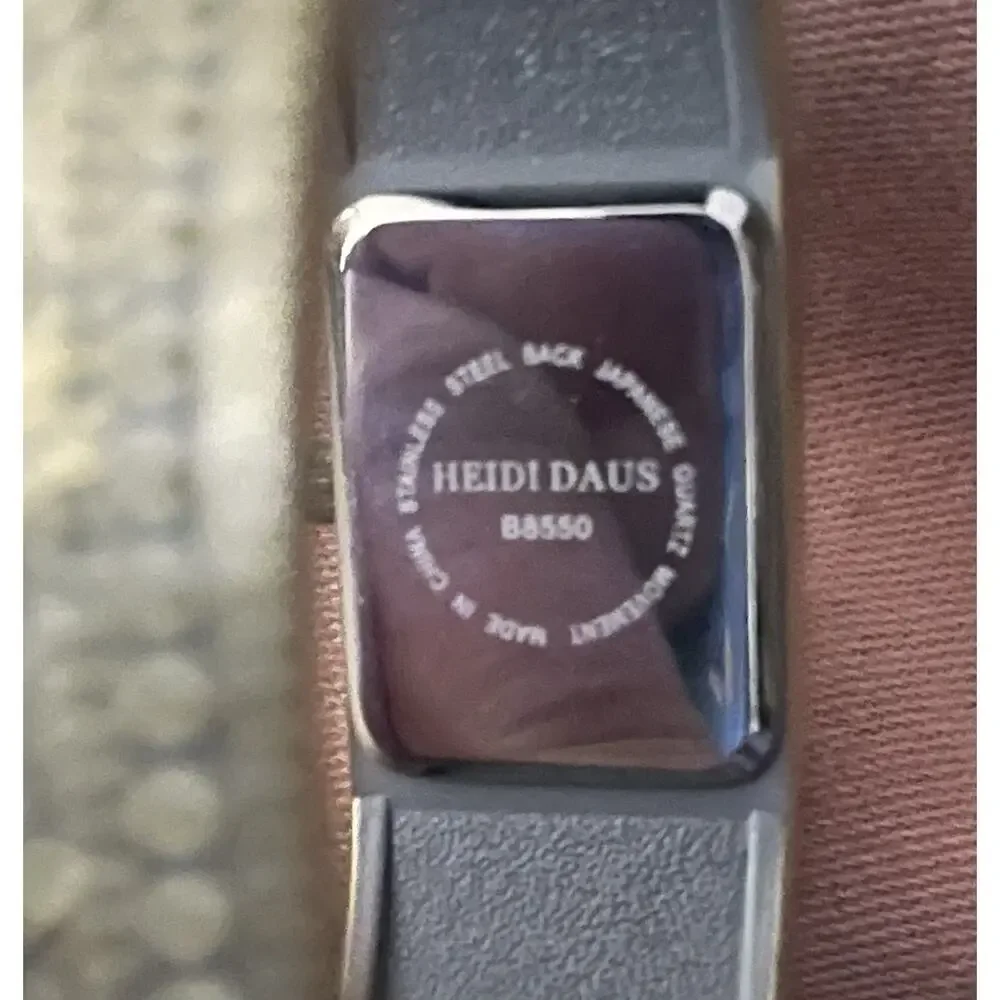 Heidi Daus Double Trouble Bangle Cuff Wrist Watch Swarovski Crystals Brass Tone